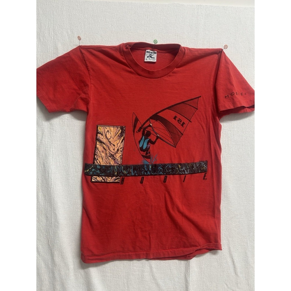 Vtg 80s Hobie Wind Surfing T Shirt Men Small USA Made Beach Skate FREE SHIPPING